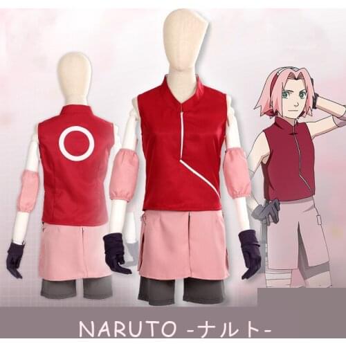 Anime Naruto Haruno Sakura Cosplay For Girls Women Pink Wig Halloween Costumes