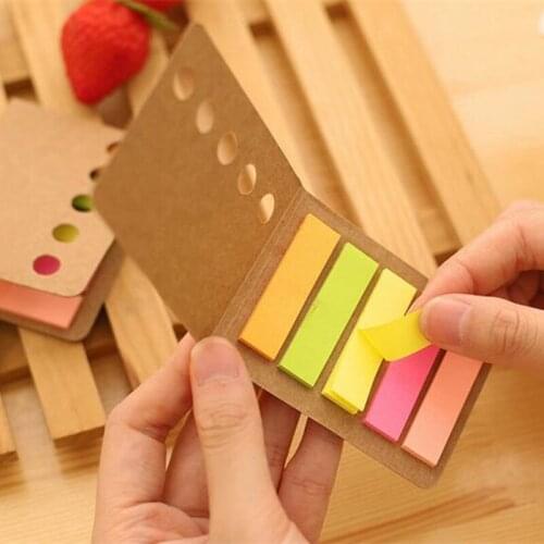 1pcs Novelty Kraft Paper Cover Candy Color Memo Pad N-times Sticky Notes Bookmark Notepad School Office Supply 8*6cm Convenient
