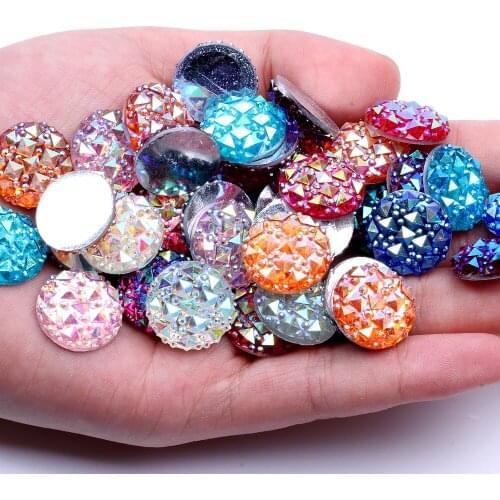 16mm 40pcs Round Shape Flatback Resin Rhinestones Imitation Glue On Stones DIY Crafts Decorations Fabric Garments Accessories