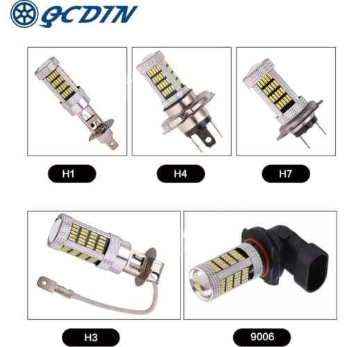 QCDIN 2Pcs H7 LED Headlight Bulbs LED H4 Car Auto Headlamp H1/H3/9006 Fog Lamp Car LED Signal Light DC 12V-24V
