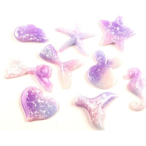 20Pcs Mixed Starfish Heart Resin Decoration Crafts Flatback Cabochon Embellishments For Scrapbooking Diy Accessories