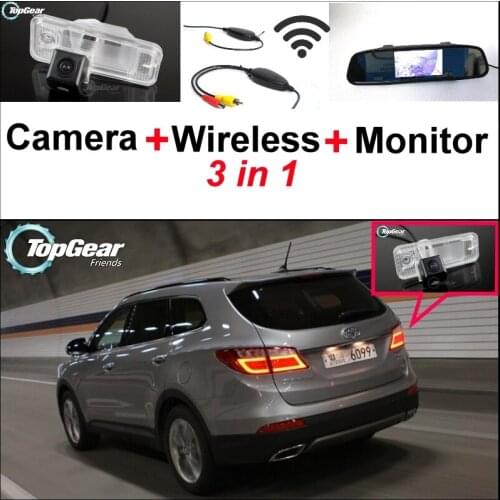 3 in1 Special Rear View Camera + Wireless Receiver + Mirror Monitor DIY Back Up Parking System For Hyundai Maxcruz 2013~2015