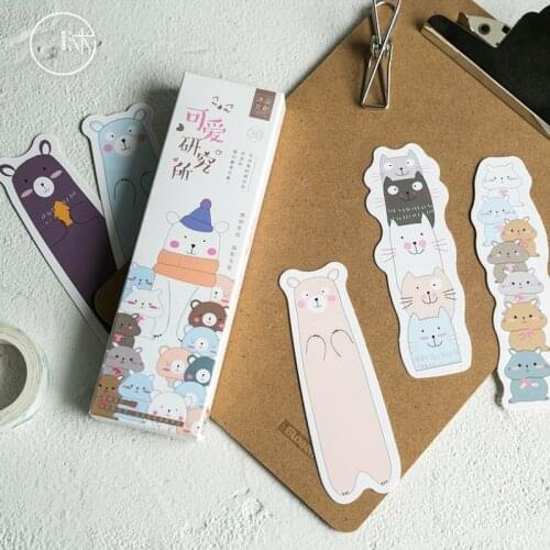 30Pcs/box Funny Cartoon Animals Creative Decor Bookmark Paper Bookmark Stationery Film Bookmark
