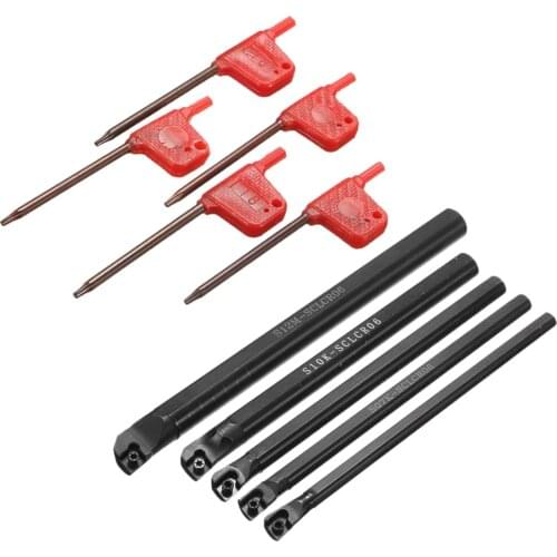 5pcs Boring Bar Turning Tool With T8 Wrench Set For Semi-finishing Finishing Kit