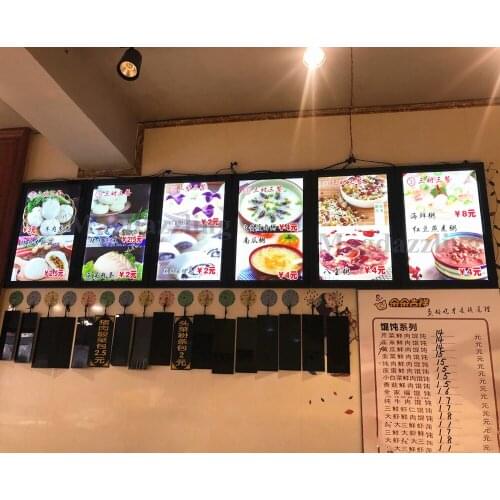 6 Units A2 Ultra Slim Black Magentic Aluminum Frame LED Illuminated Menu Boards Restaraunt LED Menu Light Boxes