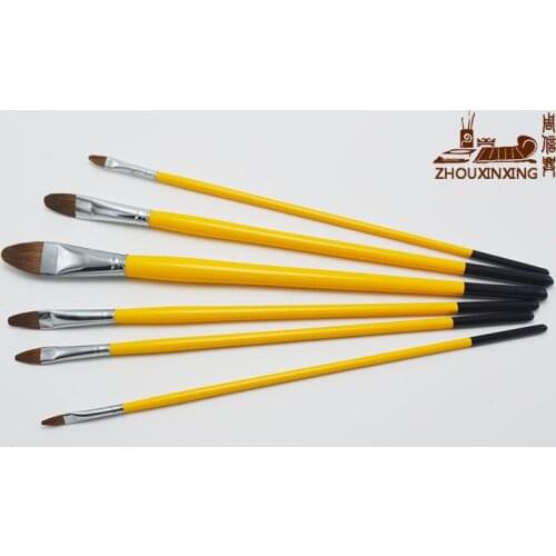6Pcs Artist Horsehair brush pen Wooden Handle Watercolor Acrylic Oil Paint Brush Set For Drawing Painting Art Supplies