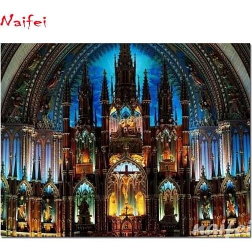 Inside the temple Cathedral 5D Diy Diamond Painting Cross Stitch Diamond Embroidery Canada Montreal religion Mosaic Picture