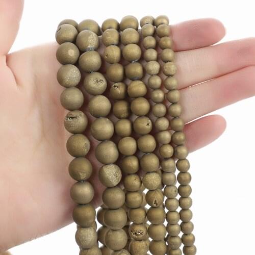 Natural Stone Beads Plated Gold Smile Agate Charm Round Loose Beads For Jewelry Making Needlework Bracelet Diy Strand 4-12MM
