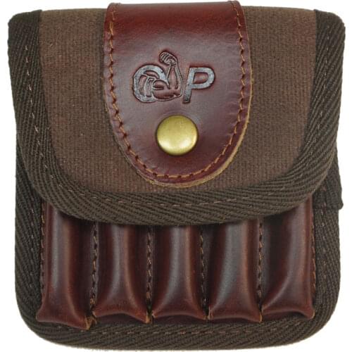 Genuine Leather Cartridges Holder Ammo Shells Pouch 5 Rounds Rifle Shotgun Bullet Wallet Carrier Hunting Gun Accessories