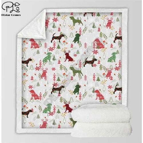 Funny Dog Merry Christmas 3d printed fleece blanket Beds Hiking Picnic Thick Fashionable Bedspread Sherpa Throw Blanket 03