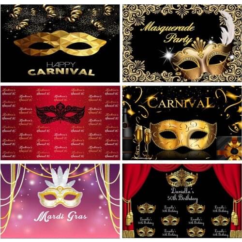 GFUITRR Masquerade Golden Masks Photo Backgrounds Kids Birthday Photography Backdrops Party Decor Banners Photo Props