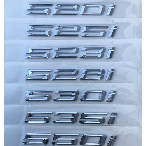 Chrome Silver Number Letters Trunk Badge Emblem Emblems for BMW 5 Series 520i 523i 525i 528i 530i 535i 540i 550i 545i