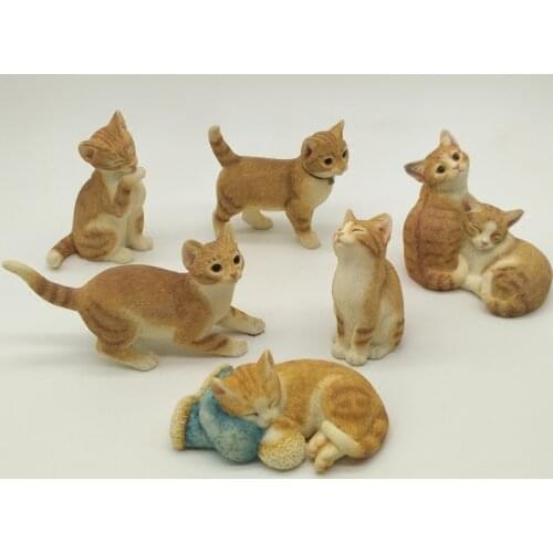 Simulation Cat home decorations ornaments creative cute gift resin animal crafts furnishings for Children Gift