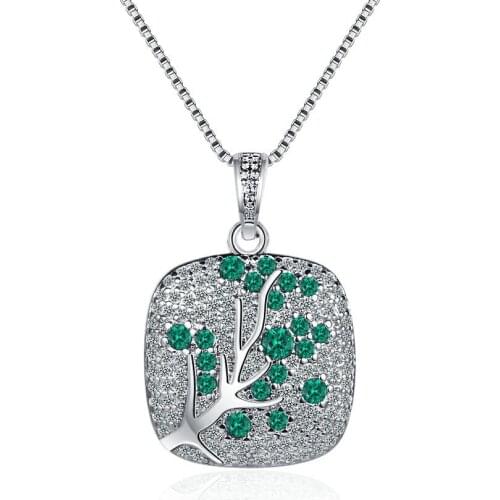Exquisite All Zircon Lucky Tree Pendant Necklace Plant Branch Pendant Charm Womens Necklace Clavicle Chain Birthday Gift