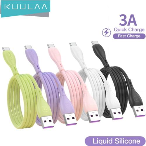 KUULAA Liquid Silicone USB Type C Cable For Samsung S10 QC3.0 Fast Charging Type-C Cable For Huawei POCO x3 USB-C Charger Wire