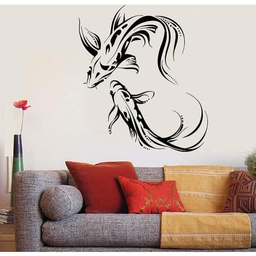 Koi Carp Asian Japanese Fish Buddhism Vinyl Wall Decal Home Decor living room Art Mural Wall Stickers Removable