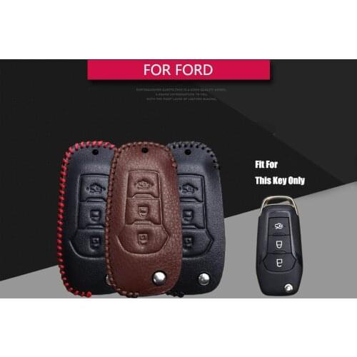 Car Key Leather Case Keychain For Ford Mondeo MK3 Escort MK4 Fiesta Ecosport smax Taurus Figo KA F150 Remote Key Fob Cover Shell