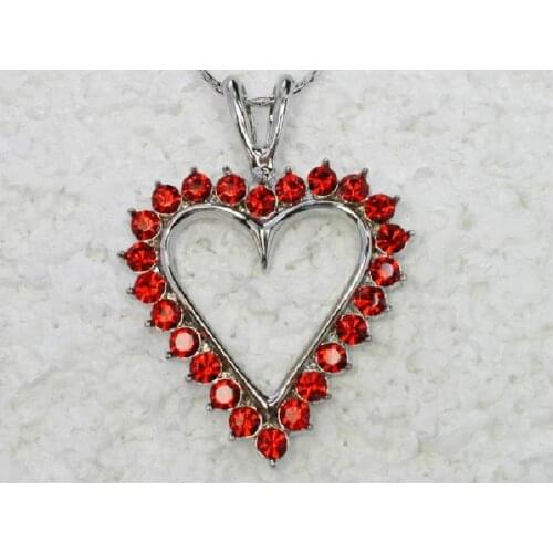 Red Rhinestone Heart Fashion Pendant Necklaces Chain Jewelry F039 C