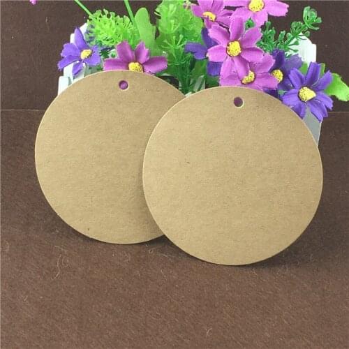 Round Paper Tags Brown Kraft Paper Blank Labels Circle Multi Sizes Gift Garment Decoration Luggage Tag Listing Note 100Pcs/Lot