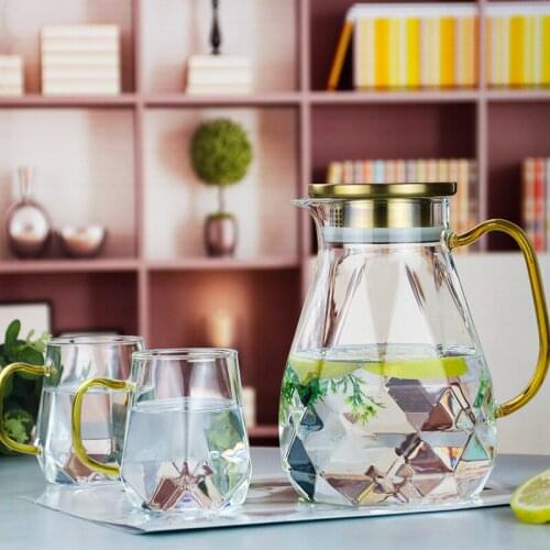 1.8L Diamond Transparent Glass Teapot Set Hot Cold Water Jug Transparent Coffee Tea Pot Home Water Kettle Heat-resistant