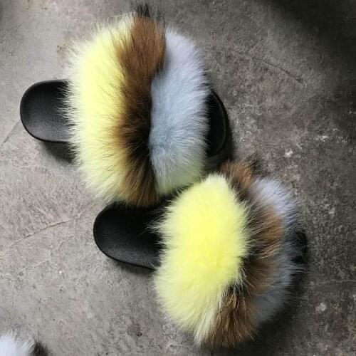 Slides summer platform fur slippers slides with fur