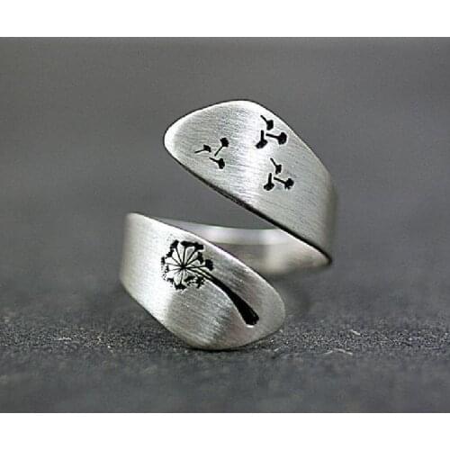 2021 New Dandelion Ring Print Opening Adjustable Vintage Rings for Women