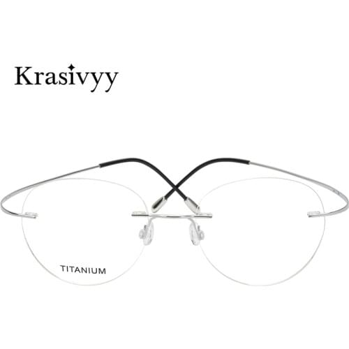 Krasivyy Vintage Round Rimless Glasses Frame Men Ultralight Optical Prescription Eyeglasses Women Titanium Frameless Eyewear