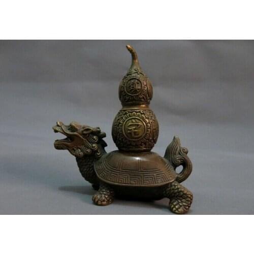 Wholesale factory China Feng Shui brass copper Town house lucky Dragon Turtle calabash Statue