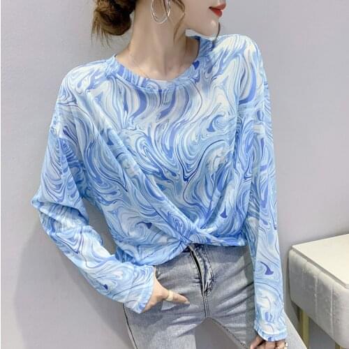 Autumn tshirt Casual Print O-Neck Tees Creativity T-Shirts Women Long Sleeve Top Hip Hop Streetwear