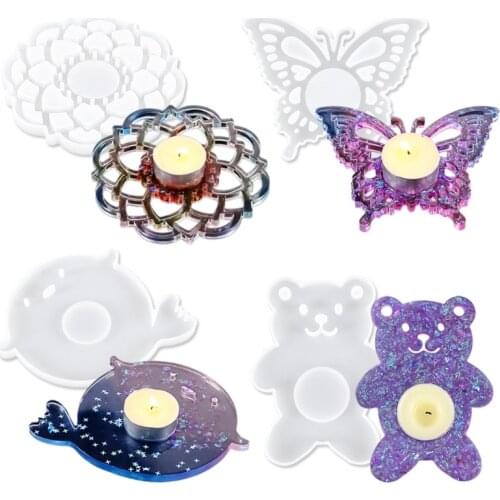 Butterfly Coaster Epoxy Resin Mold Lotus Pufferfish Bear Tray Cup Mat Casting Silicone Mould DIY Crafts Decorations Making Tools