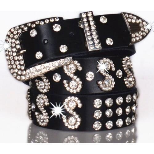 Western Cowgirl Cowboy Rhinestones Belt Quality Studded Belt for Women Men Fashion Cinto De Strass Ceinture Femme