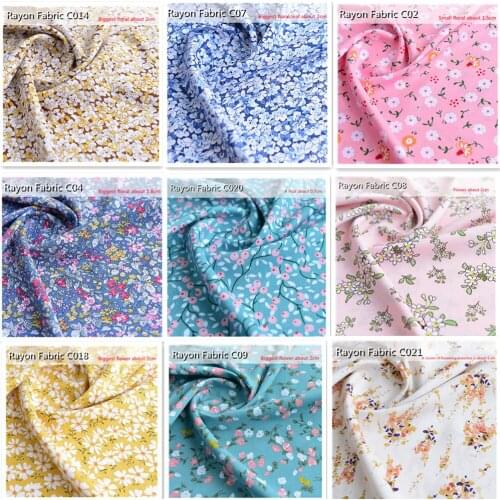 Floral Printed Rayon Cotton Fabric Half Meter DIY for Children Clothes Bedding Sewing Patchwork Handmade Material Cloth 50x140CM