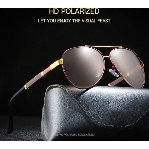 New trend Polarized sunglasses men Progressive lens Good metal quality UV400 Anti-UV Classic double nose bridge design