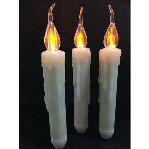 LED Taper Battery Operated Flameless Candle Dipped wax Flickering Electric light lamp f/Wedding Xmas Home party decor 17CM-Amber