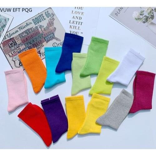 Vintage Many Colors To Choose Cotton Sock Pure Color Black and White Yellow Wild Cotton Tube Socks Men and Women Couples Simple