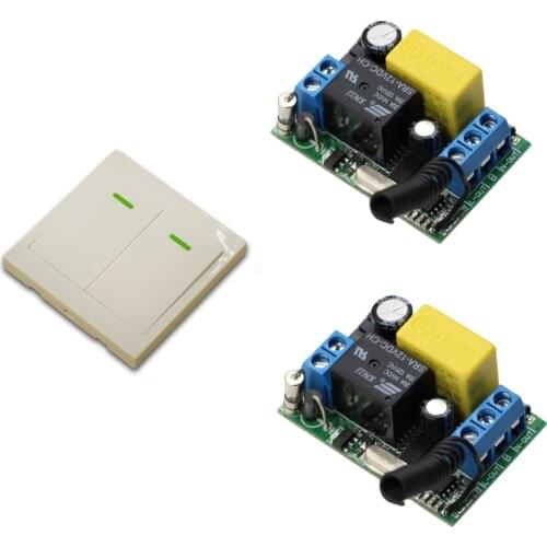 High Quality AC 220 V 1 CH Wireless Relay Remote Control Switch 2 Receivers +1 Transmitter Wall Controller 315/433Mhz