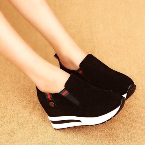 New ladies casual black female sports shoes casual thick-soled shoes breathable increased shoes woman sneakers