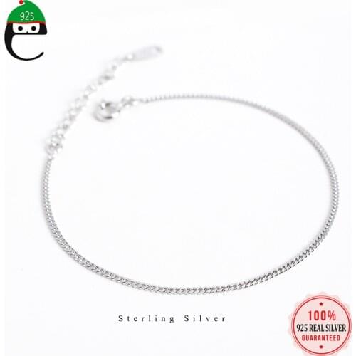 ElfoPlataSi Genuine 100% 925 Sterling Silver Minimalist Chain 15cm Bracelet For Women Girls Fine Silver 925 Jewelry ED414