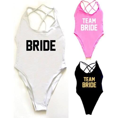 Plus Size Swimwear Women One Piece Swimsuit TEAM BRIDE Letter Bachelor Party Bodysuit Summer Bathing Suit bikinis 2021 mujer