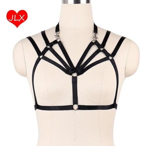 Womens Fashion pastel goth Harness Bra Bondage Lingerie Goth Body Harness Belts Black Elastic Strappy Tops Caged Bras Bustier