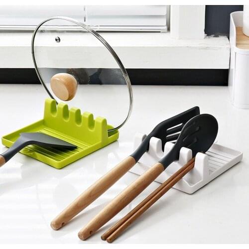 1 Pcs Kitchen Spoon Holders Fork Spatula Rack Shelf Organizer Plastic Rest Chopsticks Holder Non-slip Spoons Pad Kitchen Utensil