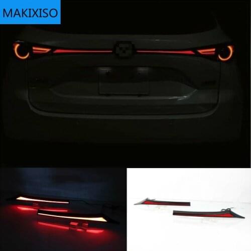 2PCS LED Reflector For Mazda CX-5 CX5 2017-2020 Car Tail Light Rear Bumper Light Rear Fog Lamp Brake Light