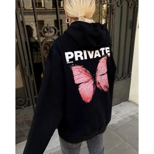 2020 Fashion Autumn Women Hoodie Explosion Private butterfly Sweatshirt Hoodies Printed Long-Sleeved Black women Sweatshirt Top