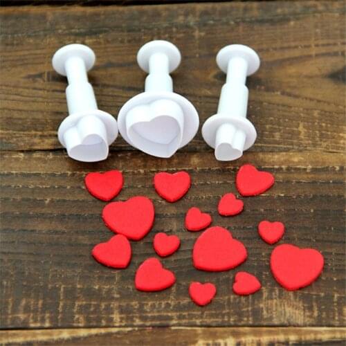 3Pcs/Set Fondant Cake Cookie Cutter Embossed Ejector Stamp Plunger Mold DIY Kitchen Baking Cake Decorating Tools