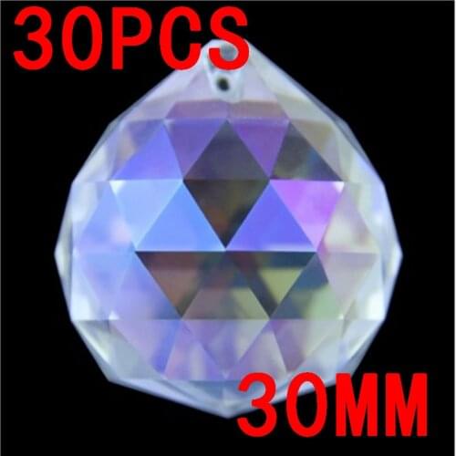 30pcs/Lot 30mm Crystal Glass Chandelier Balls In 1 Hole Crystal Prism Balls Chandelier & Garland Strand Wedding Chains Balls