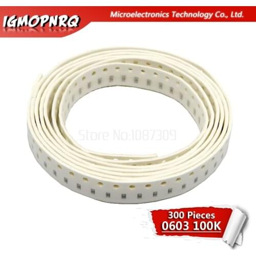 300PCS 0603 Chip Fixed Resistor SMD Resistor 100K ohm 100K