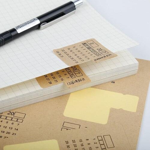 4 Sheets Kraft Paper Calendar Index Stickers Label Scrapbooking Travel Decorative Bullet Journal Stationery Gift