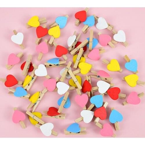 50pcs Mini Love Heart Shape Wooden Clip Office Supplies Handicrafts Photo Memo Pegs Pin DIY Craft Postcard Clips Home Decoration