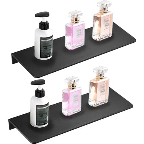 Black Bathroom Shelves Space Aluminum Wall Mount Shelf Kitchen Rack Shower Caddy Shampoo Storage Floating Shelves 30\40\50cm