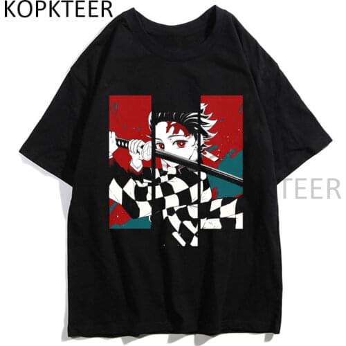 Demon Slayer Kimetsu No Yaiba Anime T Shirt Tanjirou Nezuko Funny Manga Print Ullzang Vintage Graphic T-shirt Korean Tops Tees